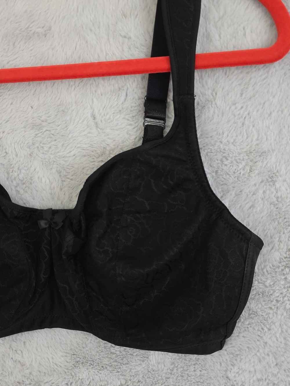 Glamorise 38DD Black Full Figure Underwire Bra Floral Jacquard Support - Picture 3 of 11
